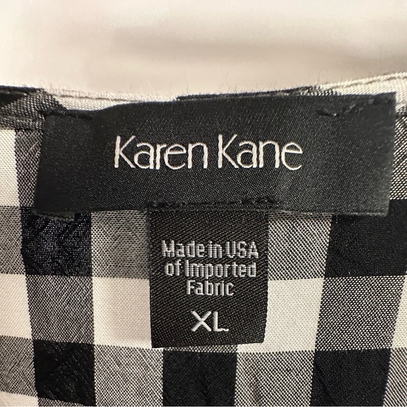 Karen Kane Gingham 3/4 Sleeve Ruffle Blouse XL in EUC - Picture 7 of 9